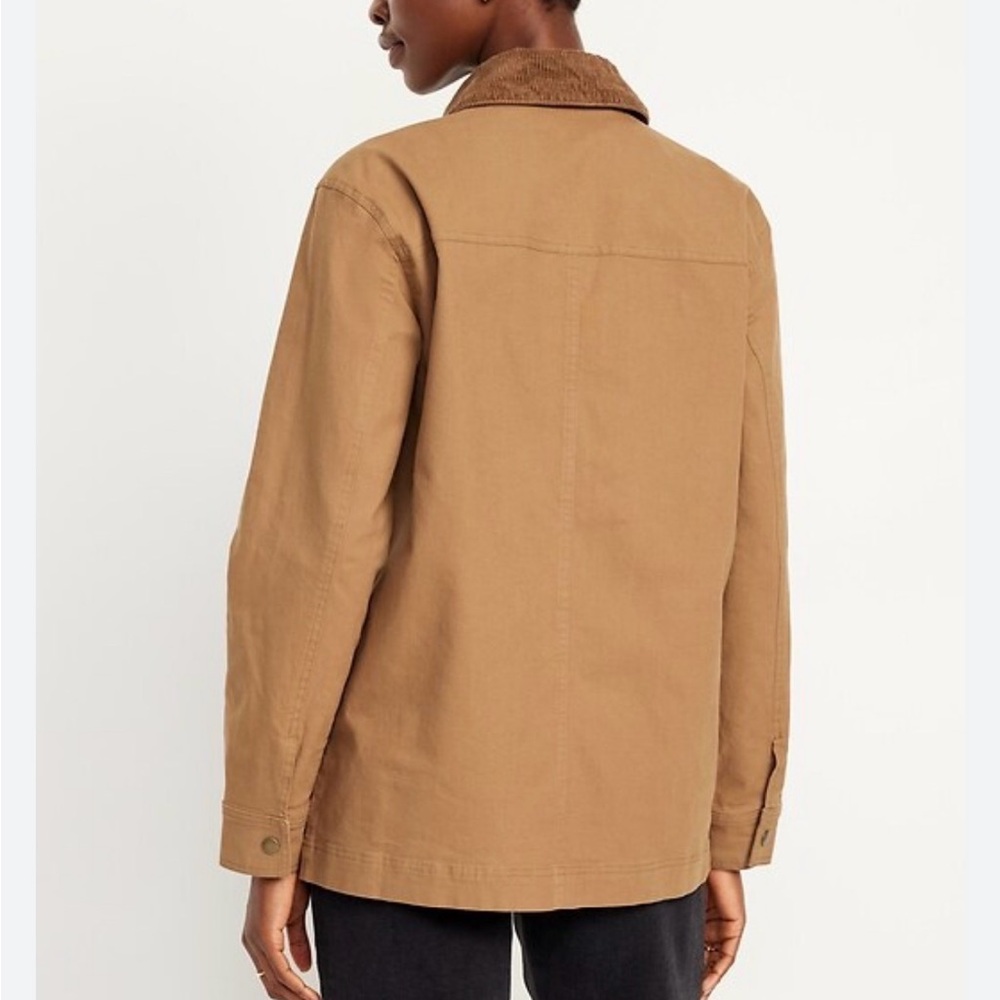 Old Navy Tan Barn Jacket with Brown Collar - Picture 2 of 5